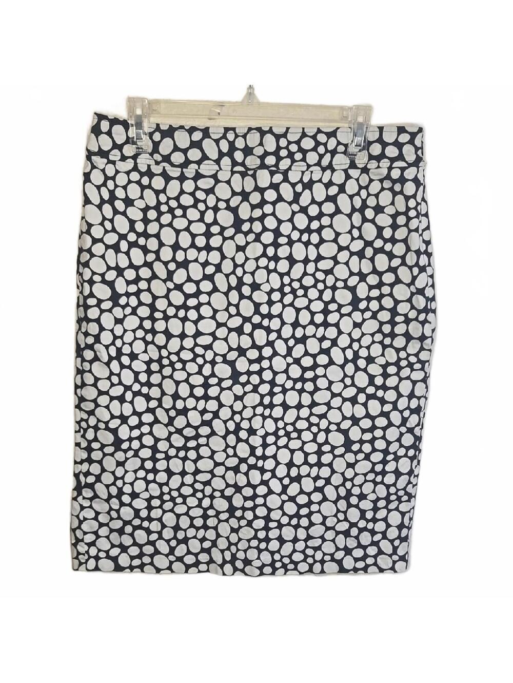 Black and White Polka Dot Pencil Skirt with Back Slit